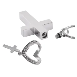 Cross with small cross and diamante