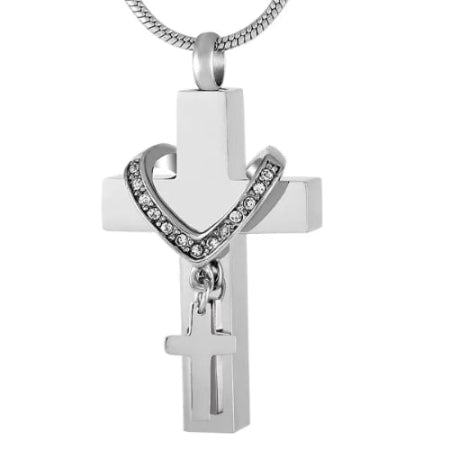 Cross with small cross and diamante