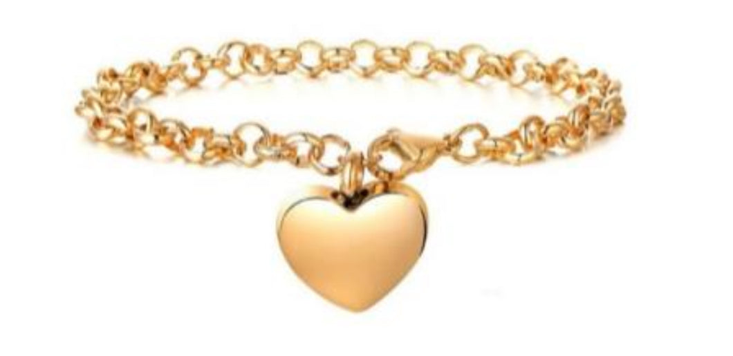 Gold bracelet with heart