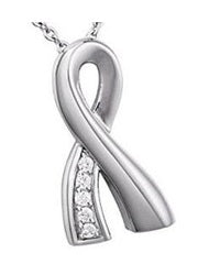 Cancer Ribbon With Diamante Pendant
