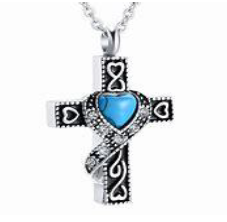 Cross with blue heart